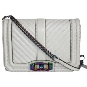 Rebecca Minkoff Off White chevron quilted Crossbody with Iridescent hardware